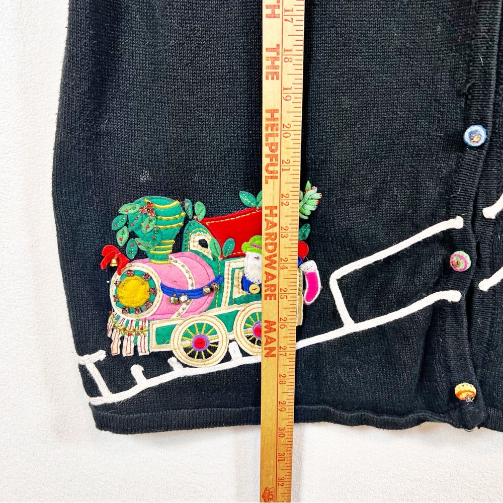 Vtg. Quacker Factory Christmas Cardigan Sweater 3X Knit 3D Embroidered Bauble - Picture 9 of 12